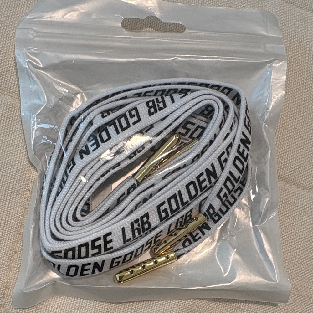 Golden Goose White Laces with Gold Accents